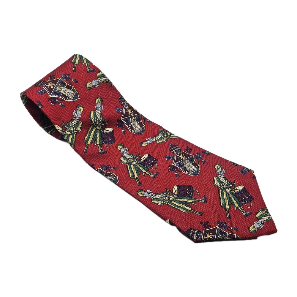 VTG Tommy Hilfiger Mens Neck Tie Italian Silk Made USA Red Drummer Boy  Chistmas